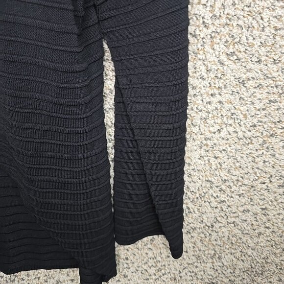 Calvin Klein Top Womens XL Black Textured V Neck Hi Low Blouse Neck Tie Ladies - Picture 2 of 7